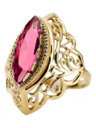 Rubinrot 14 Karat Gelbgold Ring Vintage Stil vrc017y